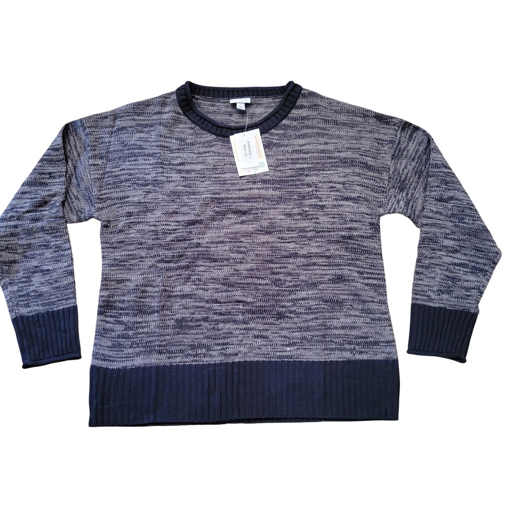 LuLaRoe Harper Sweater L Gray Space Dye‎ Crew Neck Knit NEW Cozy Spring Layer